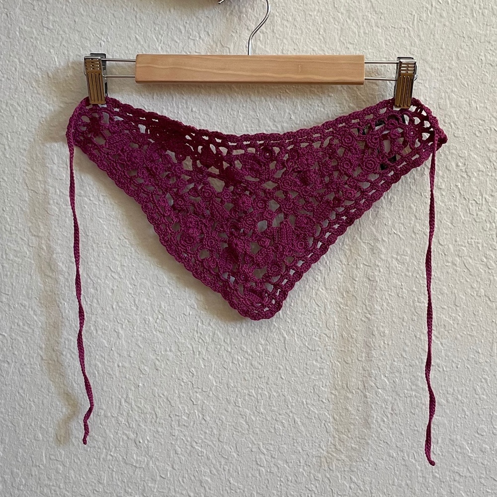 Banana Republic Crochet Head Scarf - Magenta
